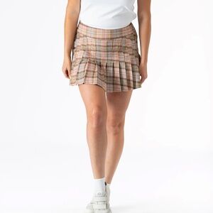 Smith & Quinn Pleated Plaid Skort in Beige Pink